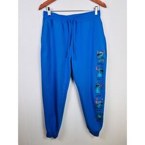 Disney Stitch Blue Jogger Pants Expressions Playful Sad Angry Bored Size L 11-13
